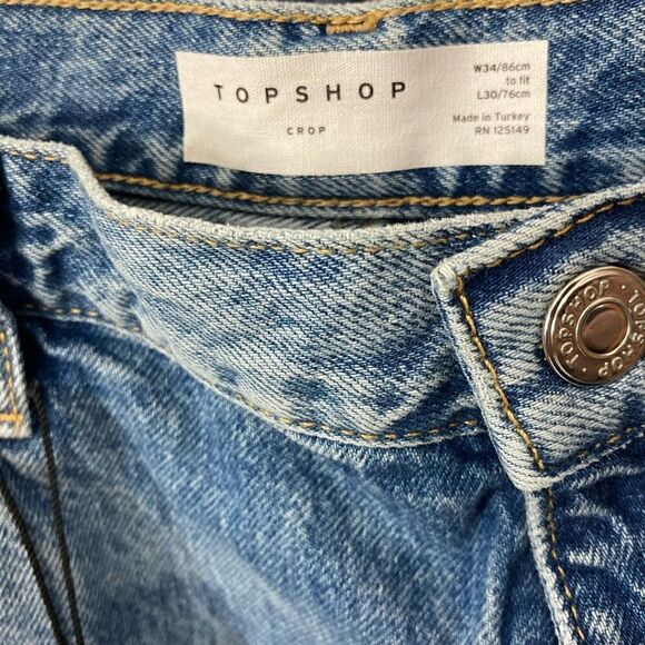 Topshop 12 Cropped Wide Leg Jeans NWT Light Distress - Picture 6 of 6
